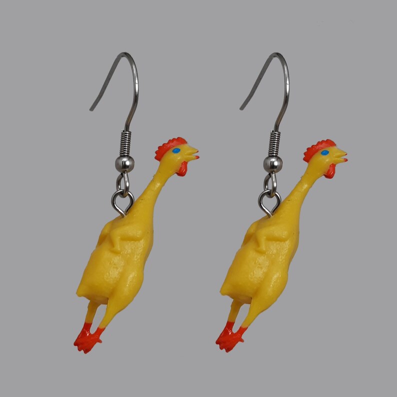 RUBBER CHICKEN Dangle Earrings 3D RETRO Charm Drop Earrings Etsy