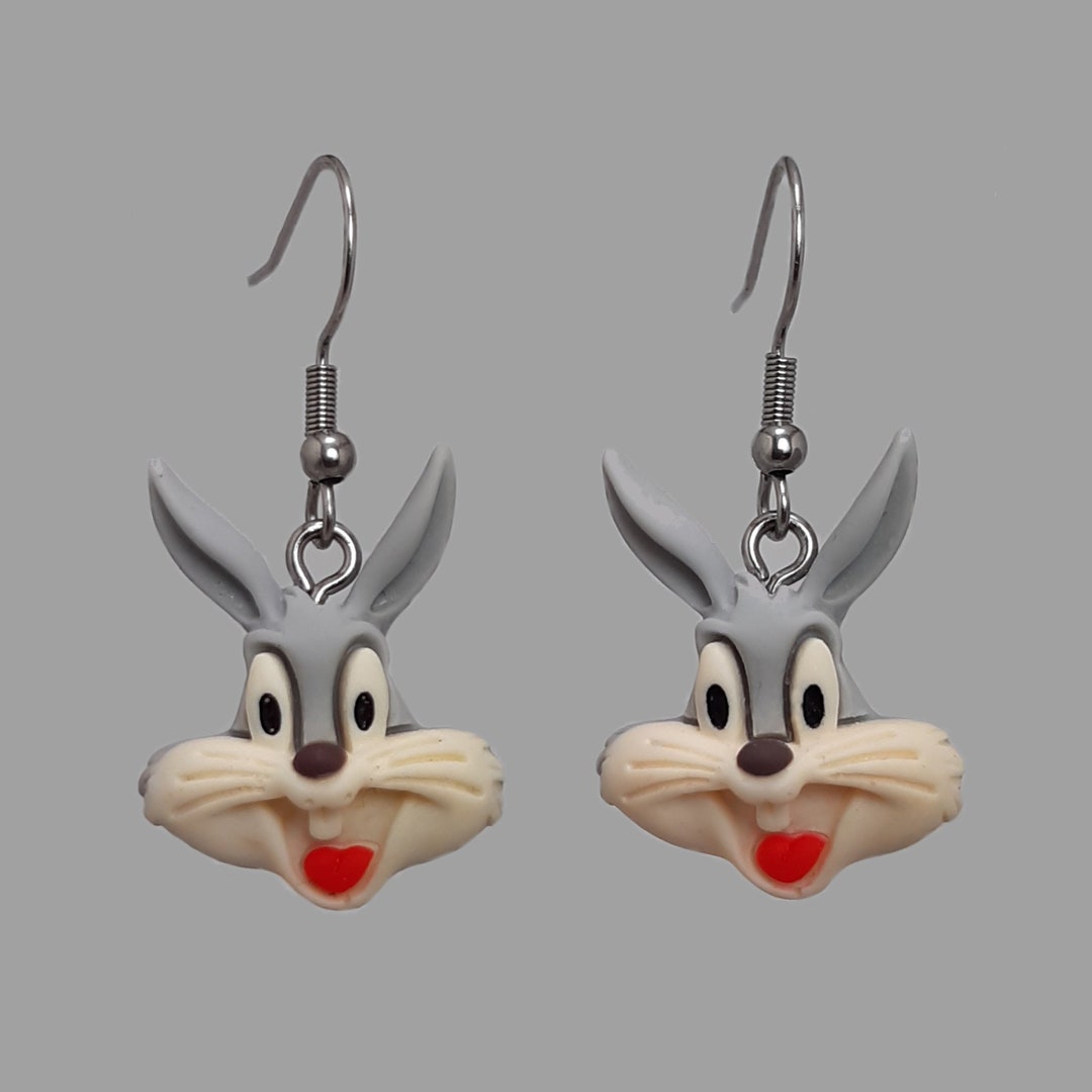 BUGS BUNNY Earrings 3D CUTE Cartoon Animal Dangle Earrings 316L