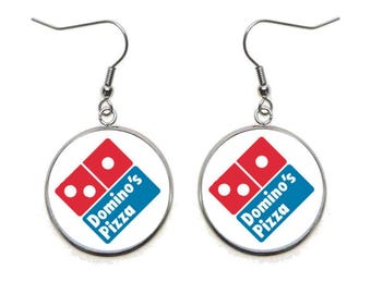 Domino's Pizza Dangle Earrings: Novelty Food Earrings, Surgical Steel