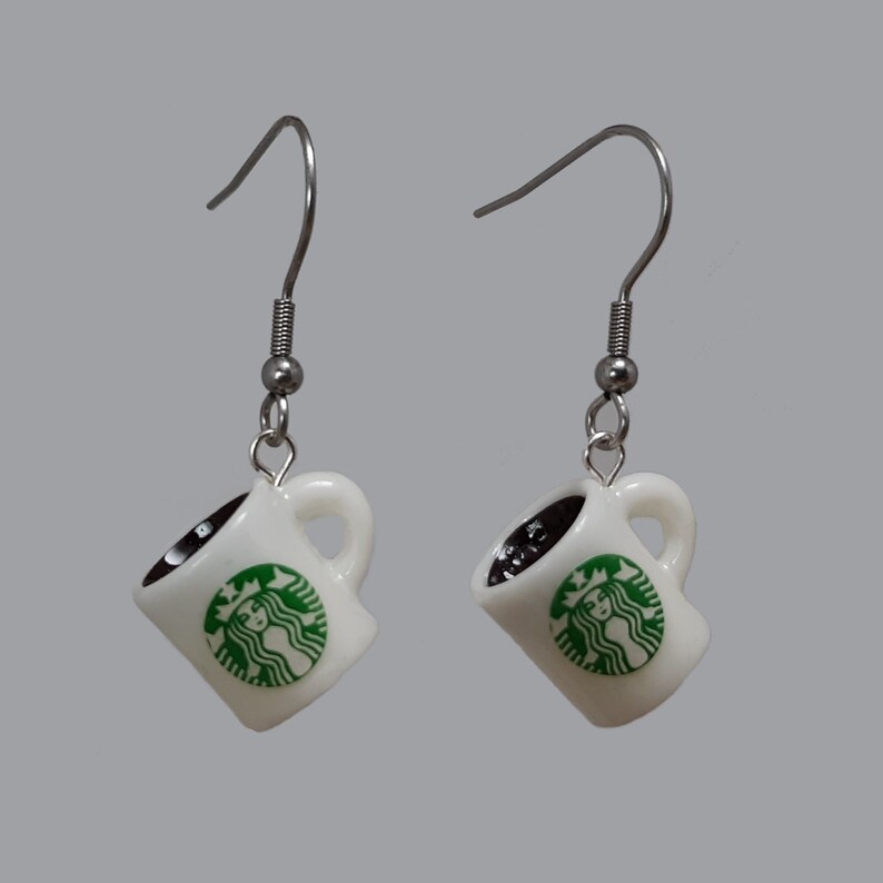 COFFEE CUP Dangle Earrings 3D Starbucks Charm Drop Earrings Etsy