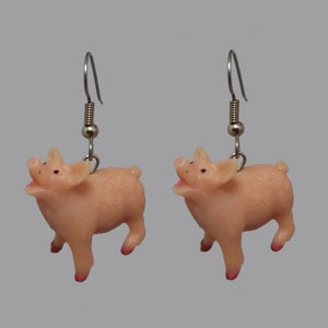 CUTE PIG Earrings Animal Earrings Fun Earrings Farm Earrings Novelty Earrings Charm Earrings Pork Piggy Dangle Funtime Jewelry