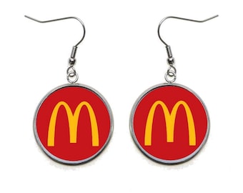 McDonald's Dangle Earrings, Surgical Steel Hooks, Novelty Jewelry