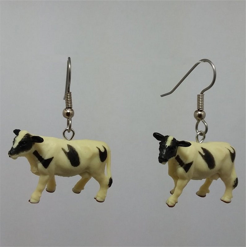 COW Earrings 3D Novelty Charm Dangle Earrings Animal Fun Farm Etsy