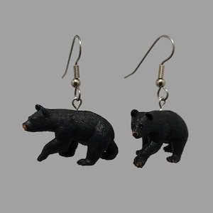 BEAR Dangle Earrings Animal 3D NOVELTY Animal Charm Earrings 316L Surgical Stainless Steel Hooks Cute Funtime Jewelry