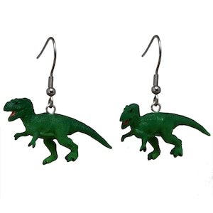 DINOSAUR Earrings CUTE T-ReX Novelty Dangle Earrings  3D Earrings FUN Animal Charm Tyrannosaurus