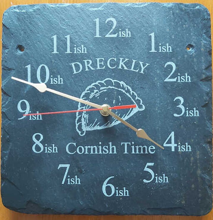 Dreckly Slate Clock Etched in Cornwall Pasty Design Cornish Etsy UK