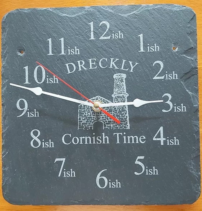 Dreckly Clock Slate Etched Cornwall Tinmine Design Cornish Etsy