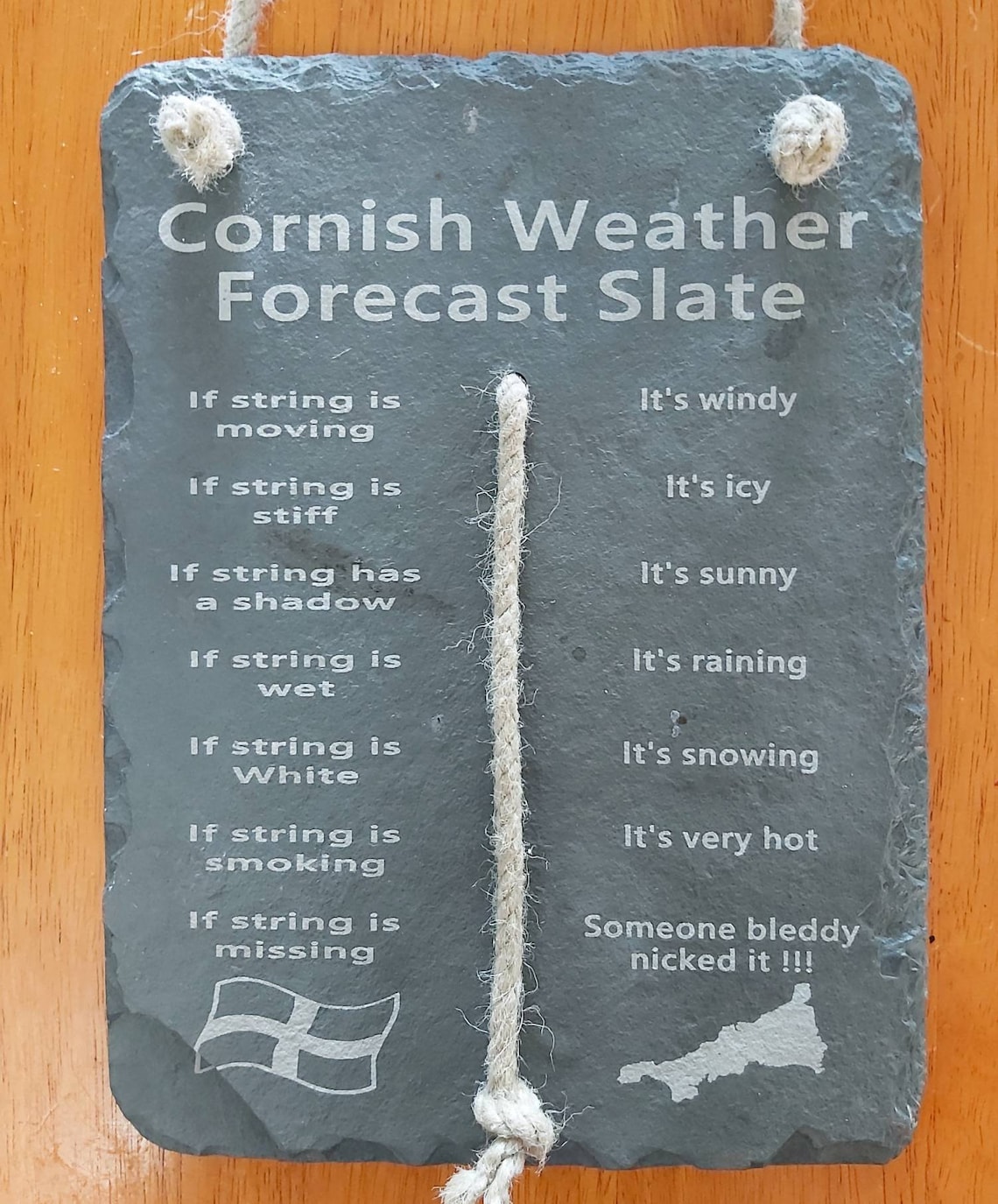 Hanging Weather Forecast Slate Cornish Weather Fun Etsy UK