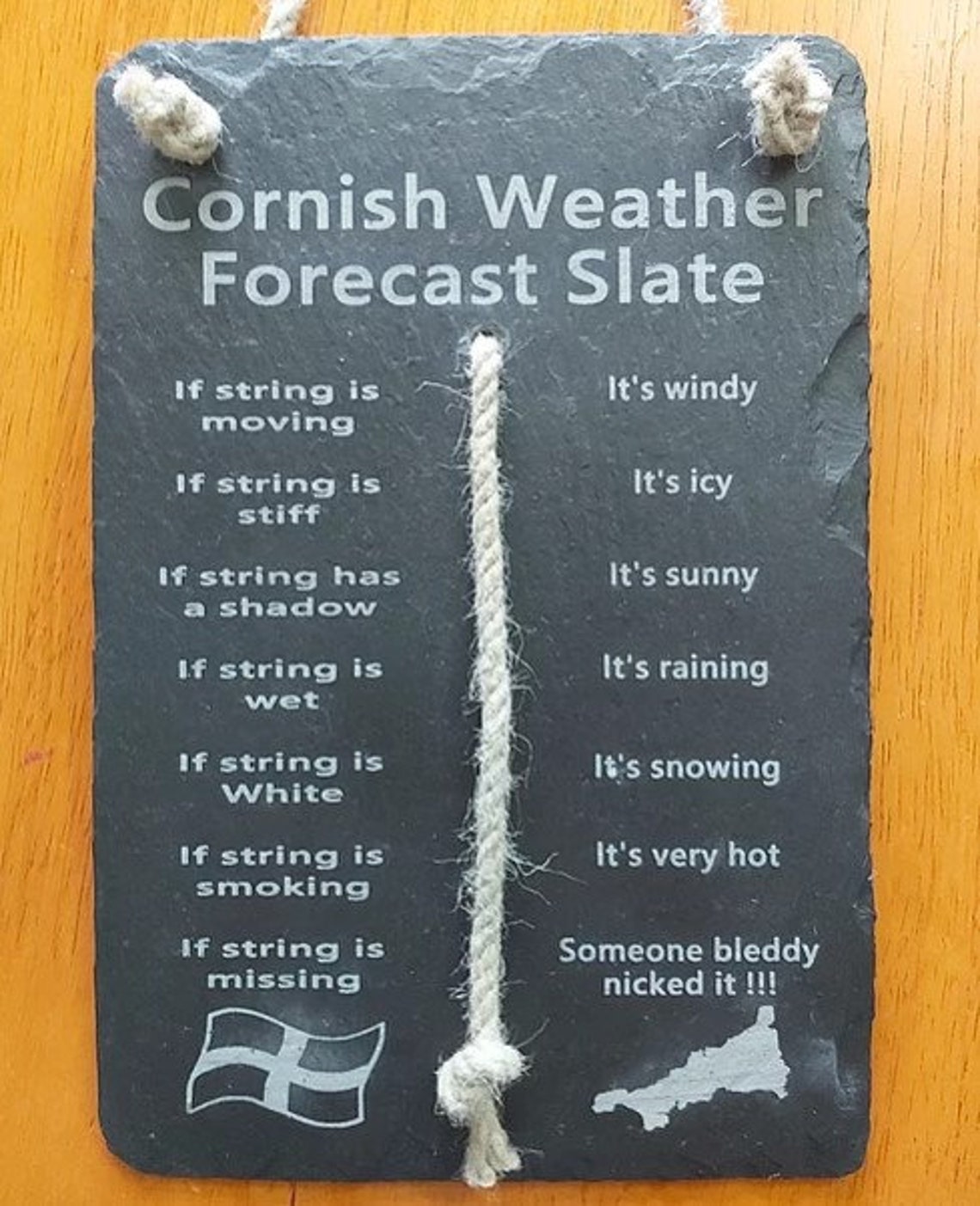 Hanging Weather Forecast Slate Cornish Weather Fun Etsy UK