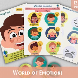 Attività sulle emozioni per bambini Grafico delle emozioni dei bambini Grafico dei sentimenti Fogli di lavoro stampabili per la scuola materna Attività per l'autismo