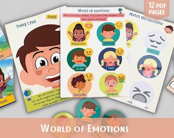 Emotions Activity Pack: Kids Feelings Chart, Preschool Learning (Digital Download)