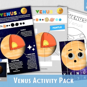 Venus Activity Pack Solar System Busy Book Pages Outer Space Learning Binder Preschool Worksheets Homeschool Resources
