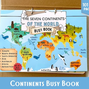 Continents Busy Book Geography Busy Book World Georgraphy Printable Montessori Material Preschool Worksheets Homeschool Resources