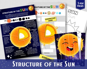 Structure of The Sun Unit Solar System Busy Book Pages Outer Space Learning Binder Preschool Worksheets Homeschool Resources