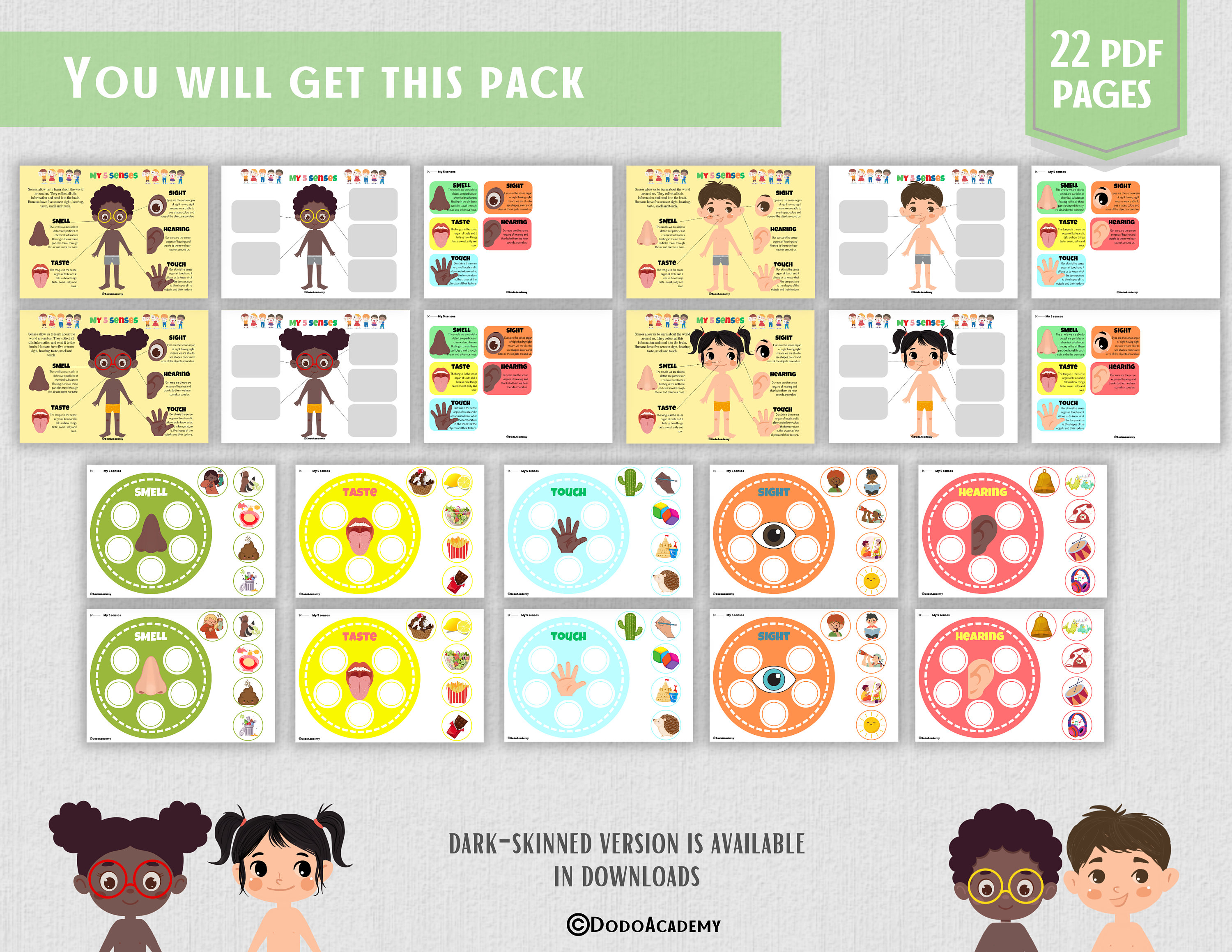 Five Senses Sorting Activity: Montessori Homeschool Printable (PDF