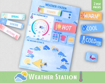 Weather Station Busy Book Pages Weather Chart Learning Binder Preschool Worksheets Homeschool Resources Montessori Materials