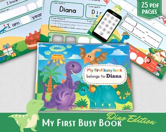 Personalized Toddler Busy Book Printable Preschool Activities for Kids Learning Binder Quiet Book Montessori Materials