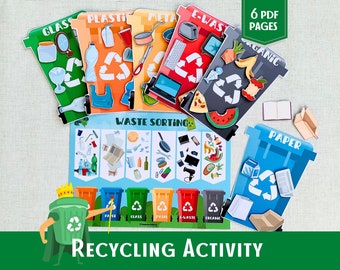 Waste Sorting Activity Recycling Game Earth Day Printable Garbage Sorting Game Preschool Curriculum Montessori Material