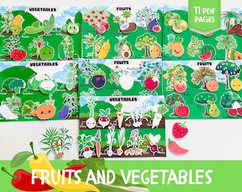 Fruits & Vegetables Shadow Matching: Montessori Learning Binder (PDF Pattern)