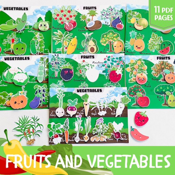 Fruits and Vegetable Sorting Worksheet Fruits and Veggies Shadow Matching Activity Printable Toddler Busy Book Learning Binder Montessori