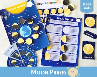 Moon Phases Learning Binder Printable Solar System Busy Book Montessori Materials Astronomy Educational Prints Preschool Curriculum