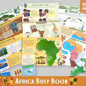 Africa Continents & Oceans Printable Activity Pack World Geography Montessori Material Map Puzzle Preschool Curriculum Busy Book