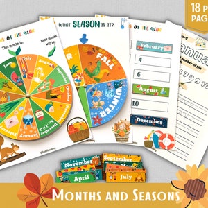 Months and Seasons Wheel Printable Activities Toddler Matching Game Calendar Busy Book Preschool Worksheets