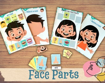 Face Parts Learning Activity Flashcards Human Anatomy Preschool Worksheets Toddler Busy Binder Montessori Material