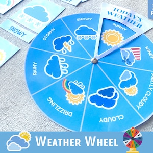 Roue météo Cartes flash météo Classeur d'apprentissage Feuilles de travail préscolaires Ressources scolaires à la maison Matériel Montessori