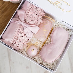 Brautjungfer Vorschlag Box mit Bademantel Trauzeugin Geschenk Geschenkbox will you be my Brautjungfer Box Set Brautjungfer Geschenk