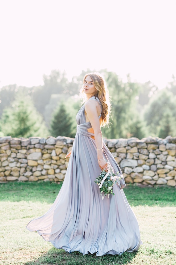 slim fit dress slacks Long Gray Chiffon Bridesmaid Dresses Mixed Style – Lisposa