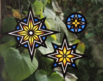 Conjunto de enfeites de sol em forma de estrela – Decoração celestial para janela, presente espacial