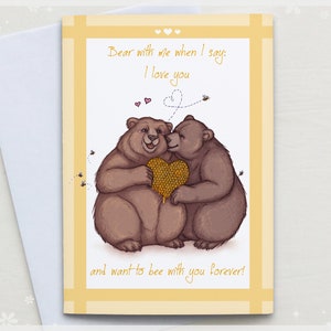 Funny Bear Anniversary Card – Punny Gift for Him or Her