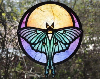 Luna Moth Papercraft Suncatcher - Moons Grace - magical handmade Nature Art and Window Decor - 3 colour options