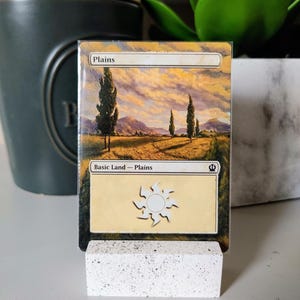 Tierra mágica pintada de llanuras, carta coleccionable personalizada, MTG, carta mágica personalizada
