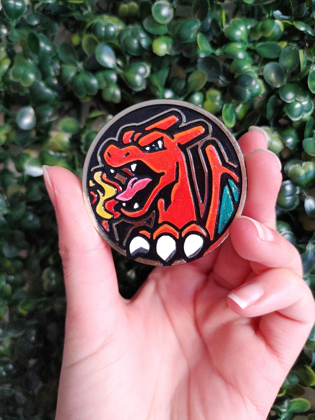 Charizard Pin Charizard Pin- Custom Pin, Video Game Art, Custom Coin, Painted Coin ...