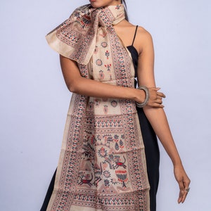 Exquisite Kantha Silk Stole - Handcrafted Elegance for Every Occasion, handcrafted silk stole, versatile fashion statement, luxurious silk