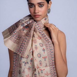 Exquisite Kantha Silk Stole Handcrafted Elegance for Every Occasion, handcrafted silk stole, versatile fashion statement, luxurious silk image 3