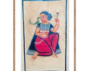 Bengal Pattachitra painting, natural vegetable colours, religious, indian art 22"x14"
