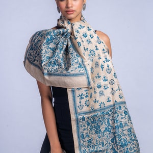 Exquisite Kantha Silk Stole - Handcrafted Elegance for Every Occasion, handcrafted silk stole, versatile fashion statement, luxurious silk