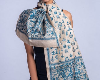Exquisite Kantha Silk Stole - Handcrafted Elegance for Every Occasion, handcrafted silk stole, versatile fashion statement, luxurious silk