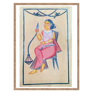 Bengal Pattachitra painting, natural vegetable colours, religious, indian art 22&quot;x14&quot;
