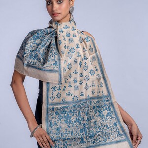 Exquisite Kantha Silk Stole Handcrafted Elegance for Every Occasion, handcrafted silk stole, versatile fashion statement, luxurious silk image 3