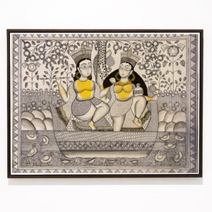 Radha Madhav- Bengal Pattachitra painting, natural vegetable colours, religious, indian art