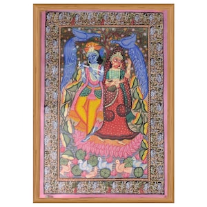 Radha Krishna- Bengal Pattachitra painting, natural vegetable colours, religious, indian art