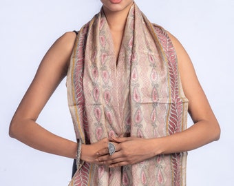 Exquisite Kantha Silk Stole - Handcrafted Elegance for Every Occasion, handcrafted silk stole, versatile fashion statement, luxurious silk