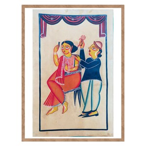 Bengal Pattachitra painting, natural vegetable colours, religious, indian art 22&quot;x14&quot;