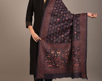 Exquisite Kantha Silk Dupatta - Handcrafted Elegance for Every Occasion, handcrafted silk shawl, versatile fashion statement, luxurious silk