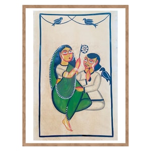 Bengal Pattachitra painting, natural vegetable colours, religious, indian art 22&quot;x14&quot;