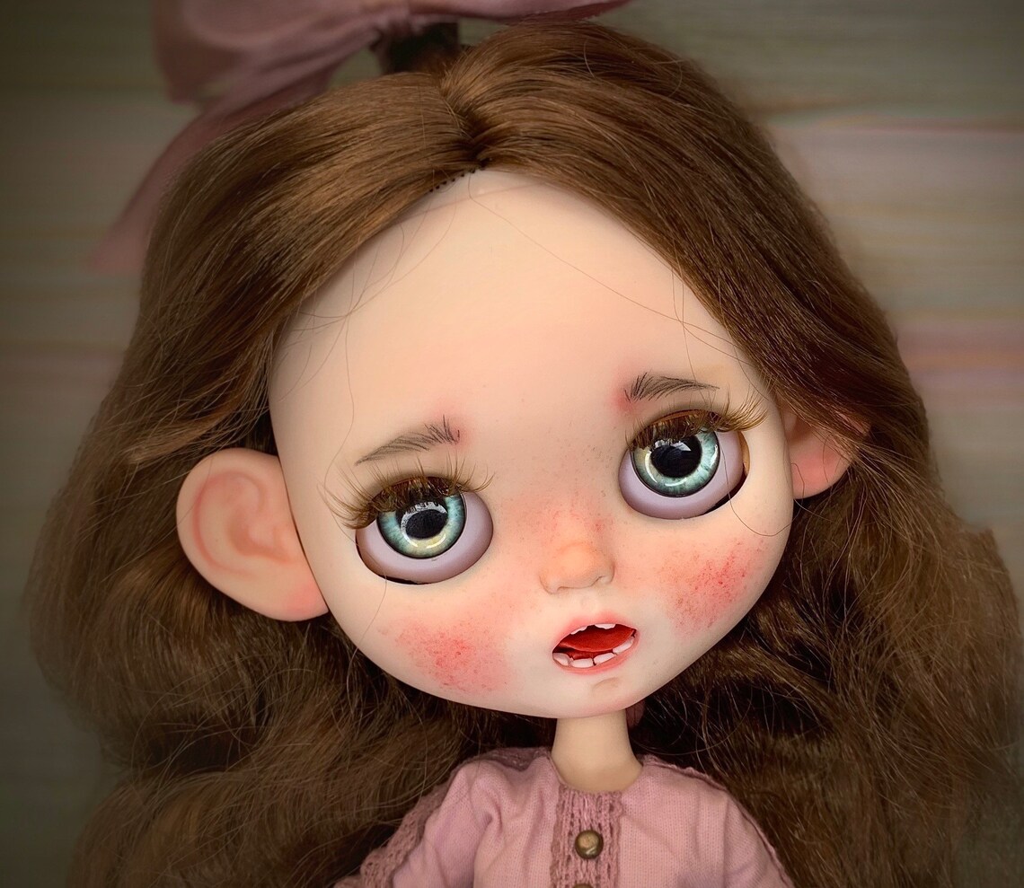 SOLD OUT. Blythe custom doll with teeth unusual Uma Etsy